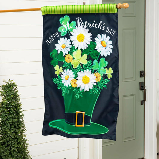 Happy St. Patrick's Day Floral Hat Applique House Flag | Plow & Hearth