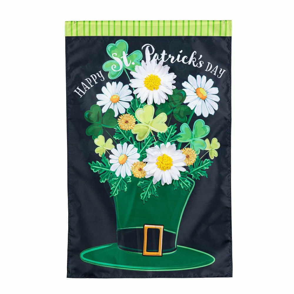 Happy St. Patrick's Day Floral Hat Applique House Flag | Plow & Hearth