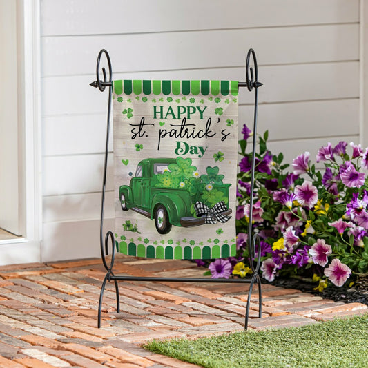 Happy St. Patrick's Day Truck Suede Garden Flag | Plow & Hearth