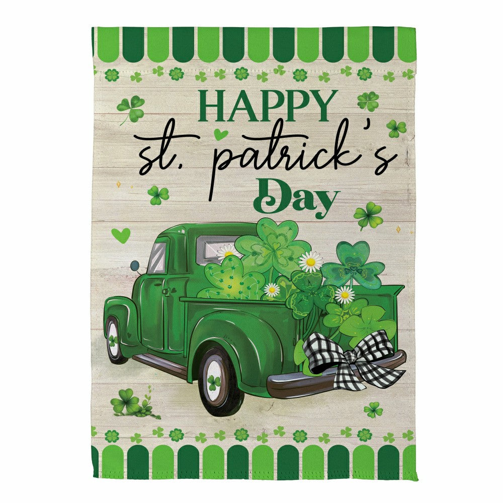 Happy St. Patrick's Day Truck Suede Garden Flag | Plow & Hearth