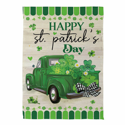 Happy St. Patrick's Day Truck Suede Garden Flag | Plow & Hearth