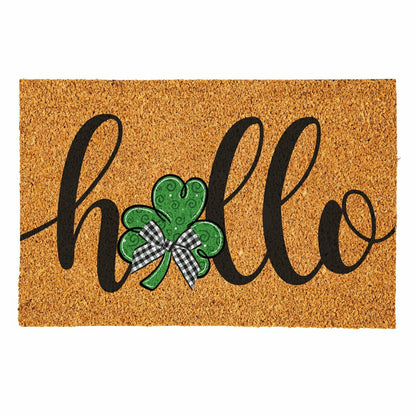 Hello Shamrock Large Coir Mat, 36"x24" | Plow & Hearth