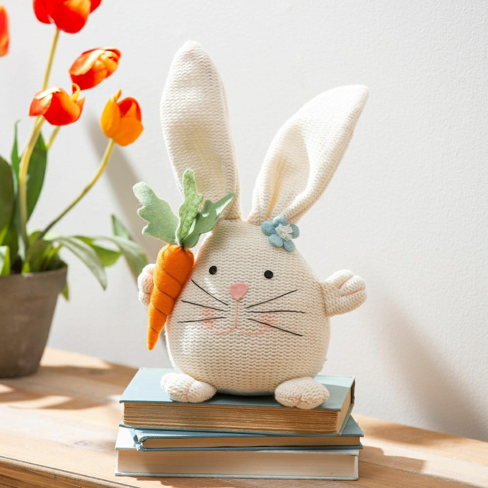 Hop Into Spring Table Decor Fabric Whimsical Bunny with Carrot | Plow & Hearth