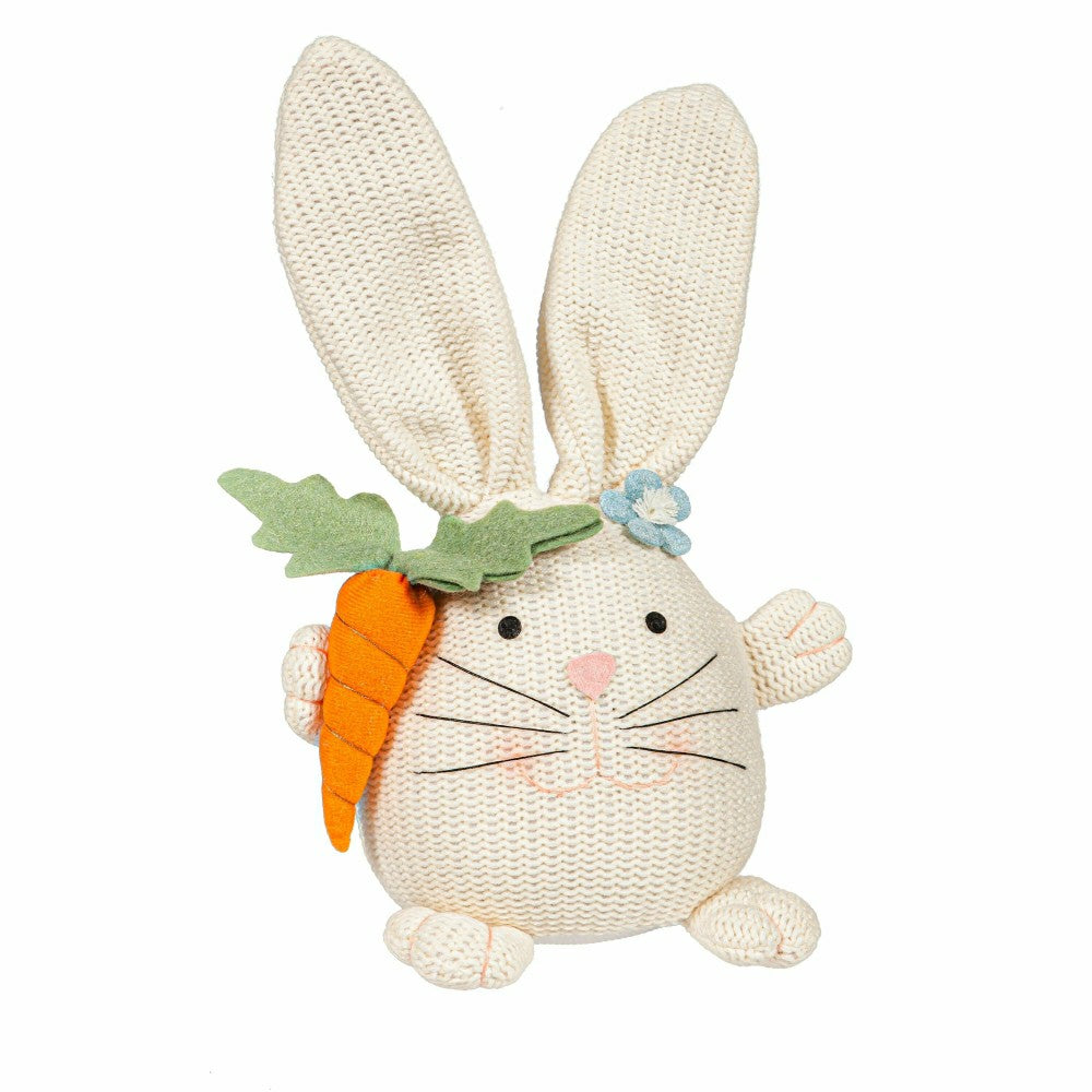 Hop Into Spring Table Decor Fabric Whimsical Bunny with Carrot | Plow & Hearth