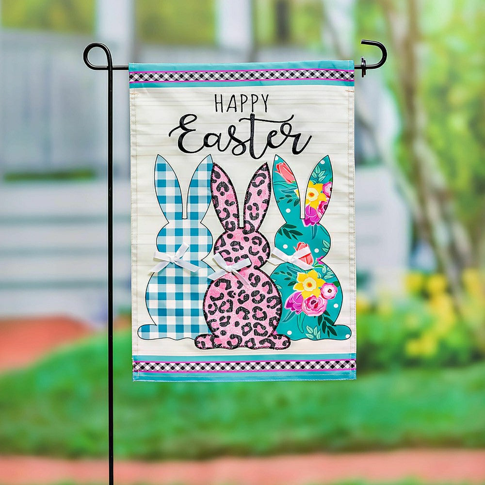 Bright Bunnies Applique Garden Flag | Plow & Hearth