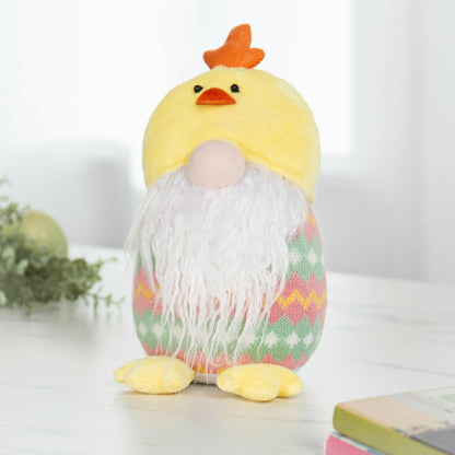 12.5" Fabric Gnome with Chicken Hat Tabletop Décor | Plow & Hearth