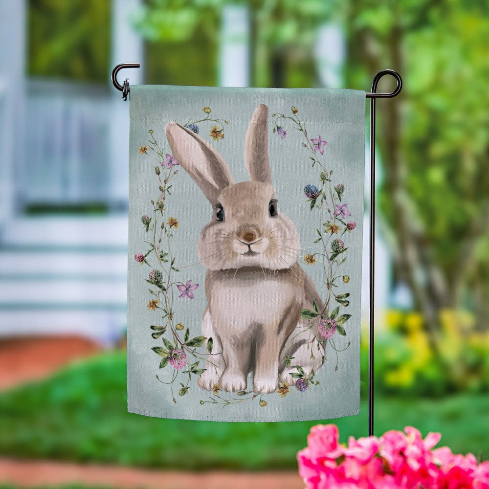 Vintage Floral Hare Suede Garden Flag | Plow & Hearth