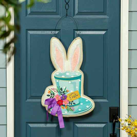 Happy Easter Floral Hat Estate Door Décor | Plow & Hearth