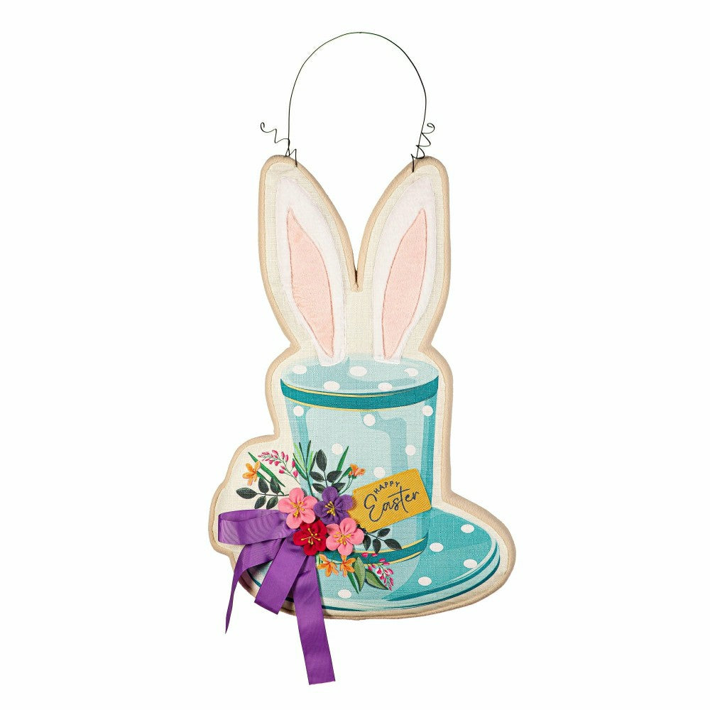Happy Easter Floral Hat Estate Door Décor | Plow & Hearth