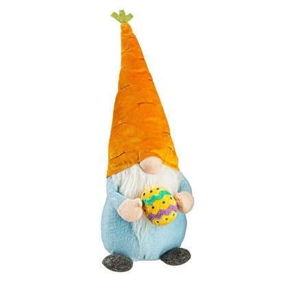 Hop Into Spring Table Decor Fabric Easter Gnome with Carrot Hat | Plow & Hearth