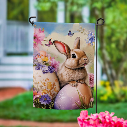 Bunny & Easter Egg Suede Garden Flag | Plow & Hearth