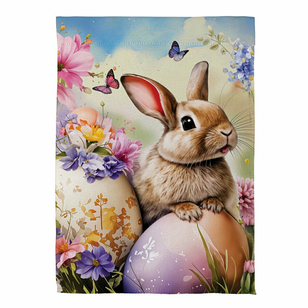 Bunny & Easter Egg Suede Garden Flag | Plow & Hearth