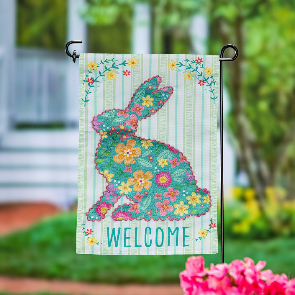 Floral Patterned Bunny Applique Garden Flag | Plow & Hearth