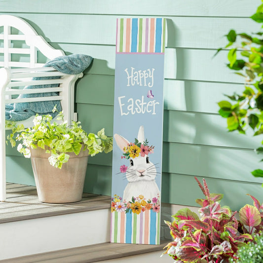 Bunny Blooms Garden Decor, Porch Leaner, Easter, 10.75" L x 46" H | Plow & Hearth