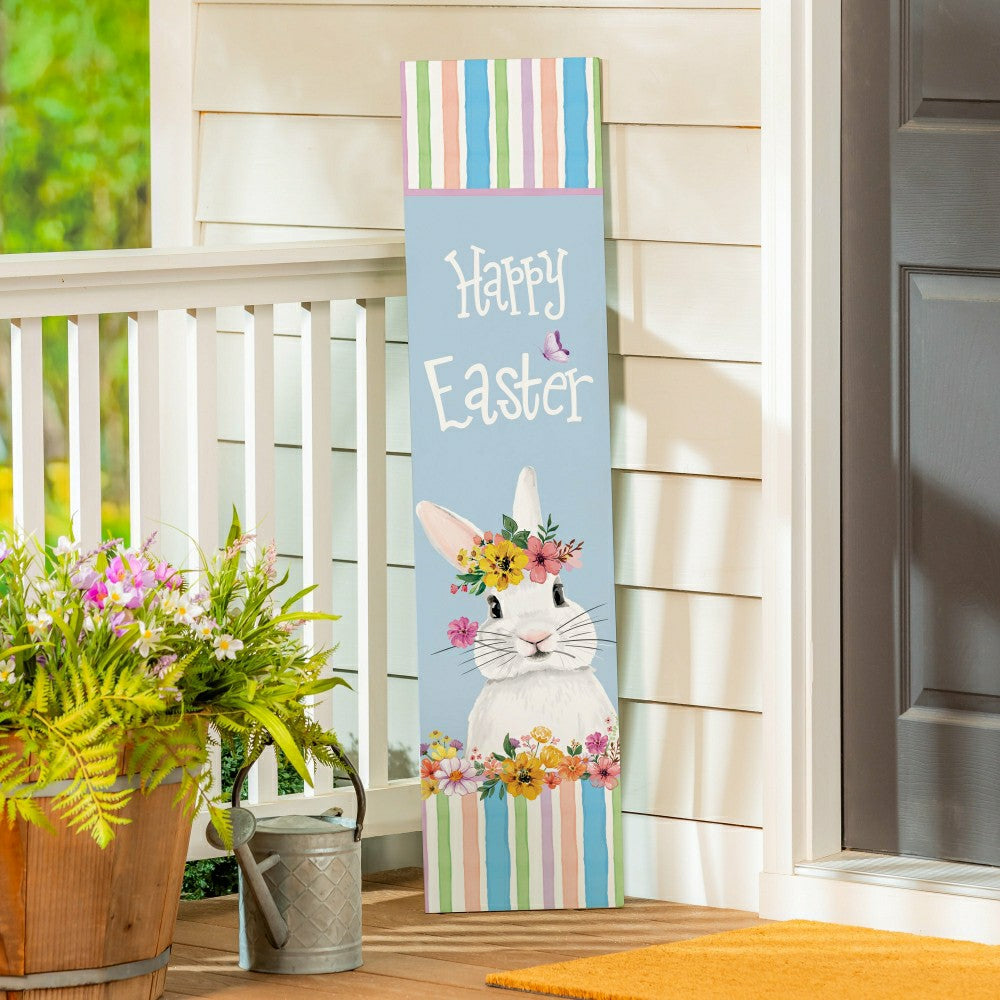 Bunny Blooms Garden Decor, Porch Leaner, Easter, 10.75" L x 46" H | Plow & Hearth