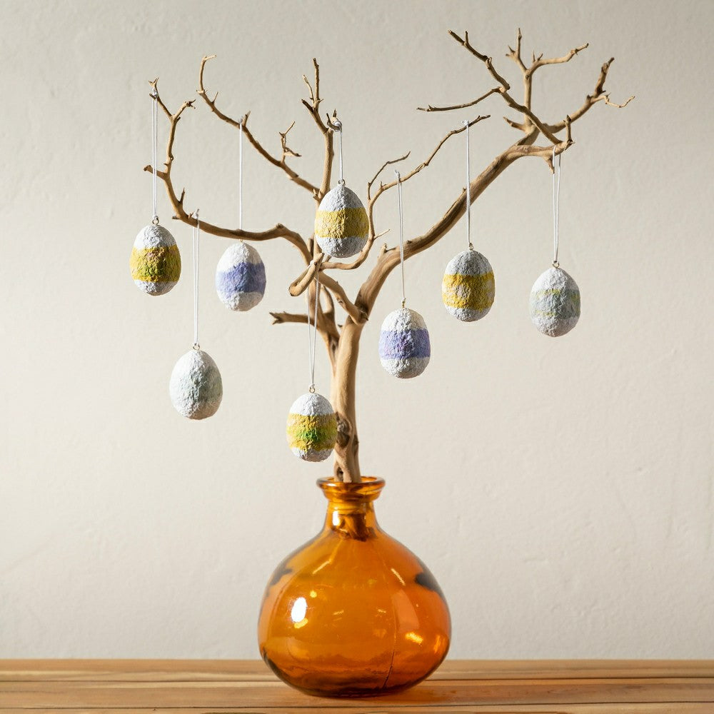 Fiber Mache Egg-shaped Ornaments, Set of 8 | Plow & Hearth