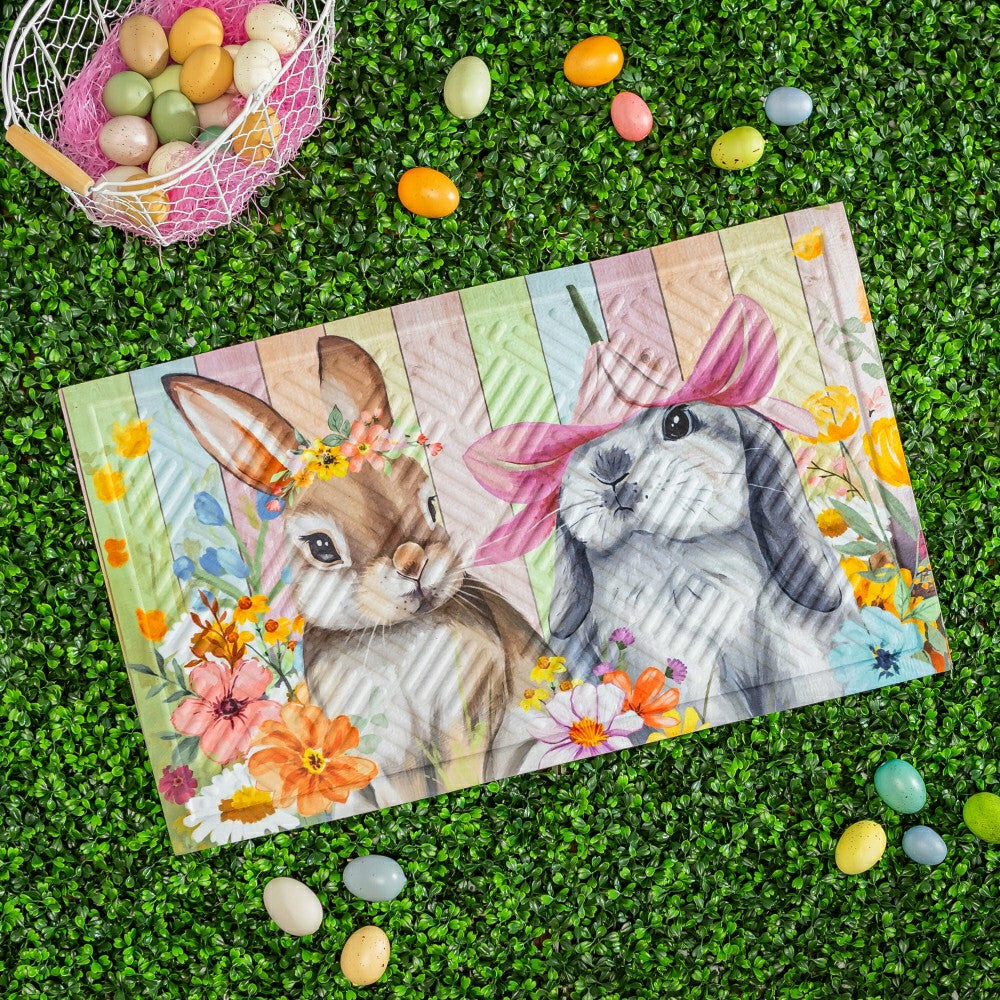 Hop Into Spring Flower Time Embossed Mat | Plow & Hearth