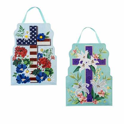 Easter Cross & Patriotic Cross Reversible Door Decor | Plow & Hearth