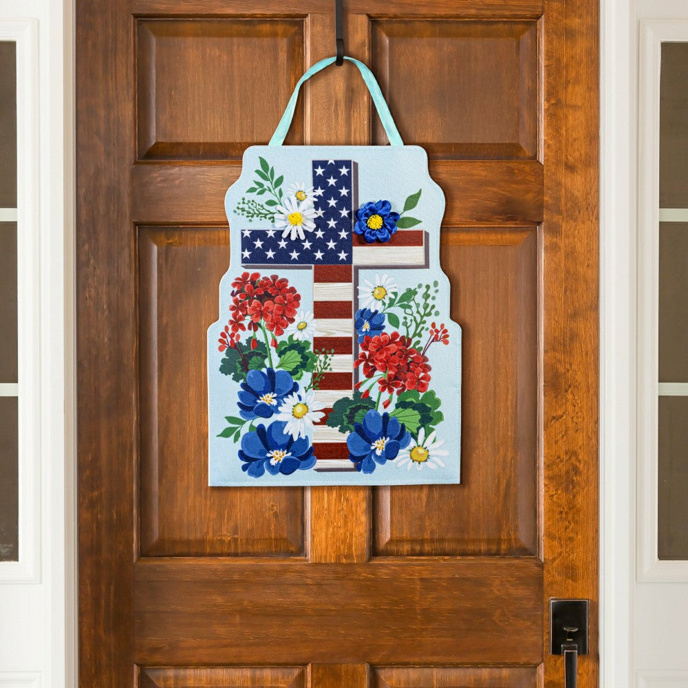 Easter Cross & Patriotic Cross Reversible Door Decor | Plow & Hearth