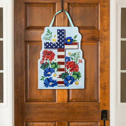 Easter Cross & Patriotic Cross Reversible Door Decor | Plow & Hearth