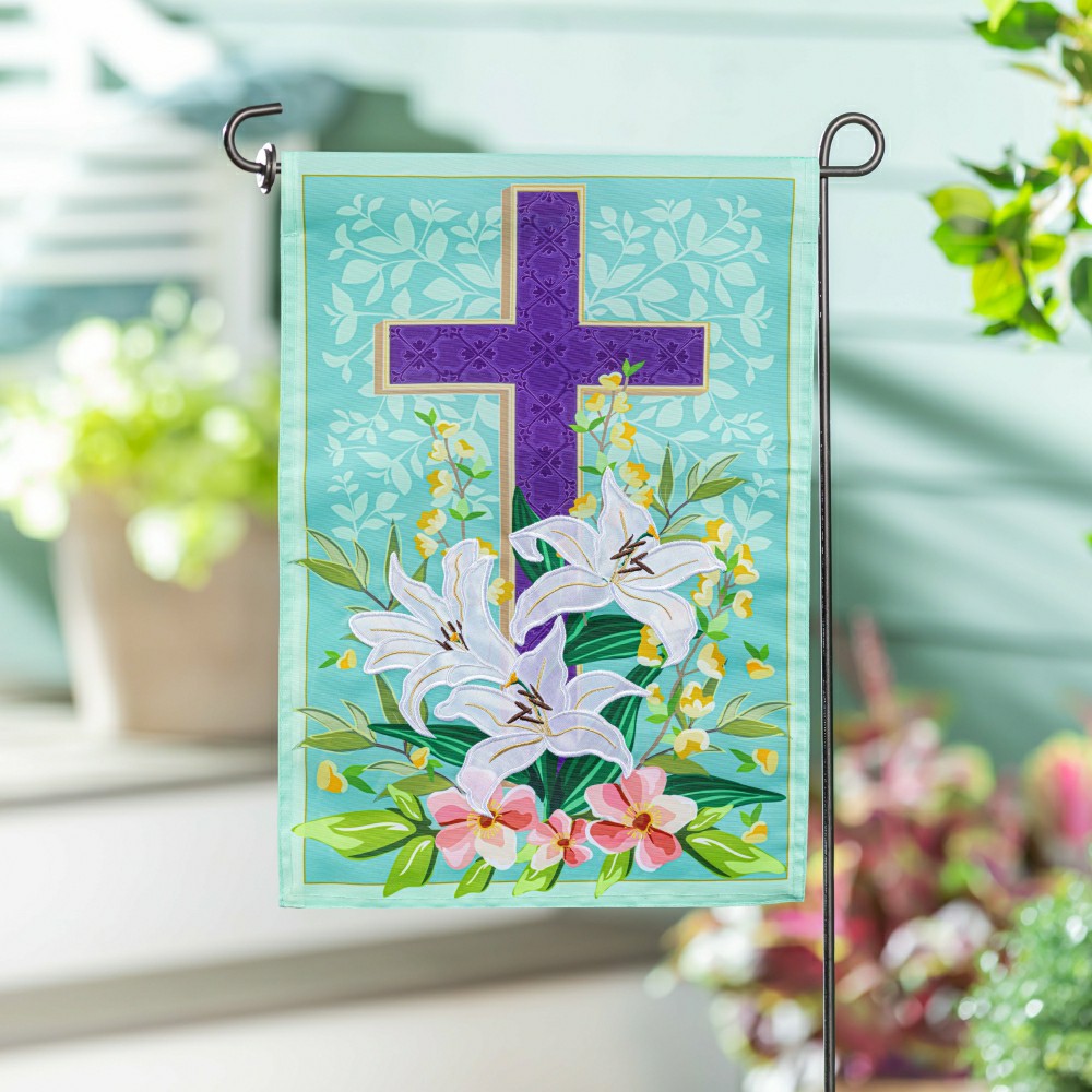 Easter Cross Applique Garden Flag | Plow & Hearth