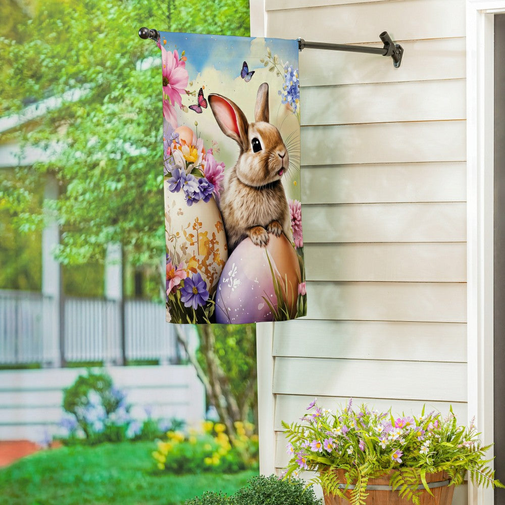 Bunny & Easter Egg Suede House Flag | Plow & Hearth