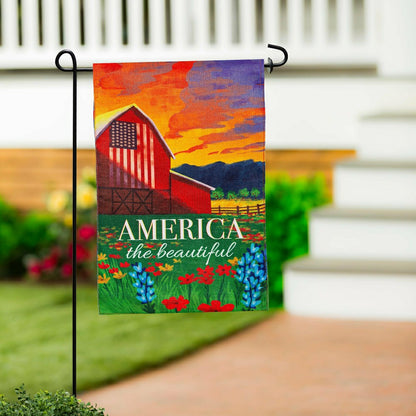 America The Beautiful Burlap Garden Flag | Plow & Hearth