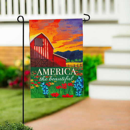 America The Beautiful Burlap Garden Flag | Plow & Hearth