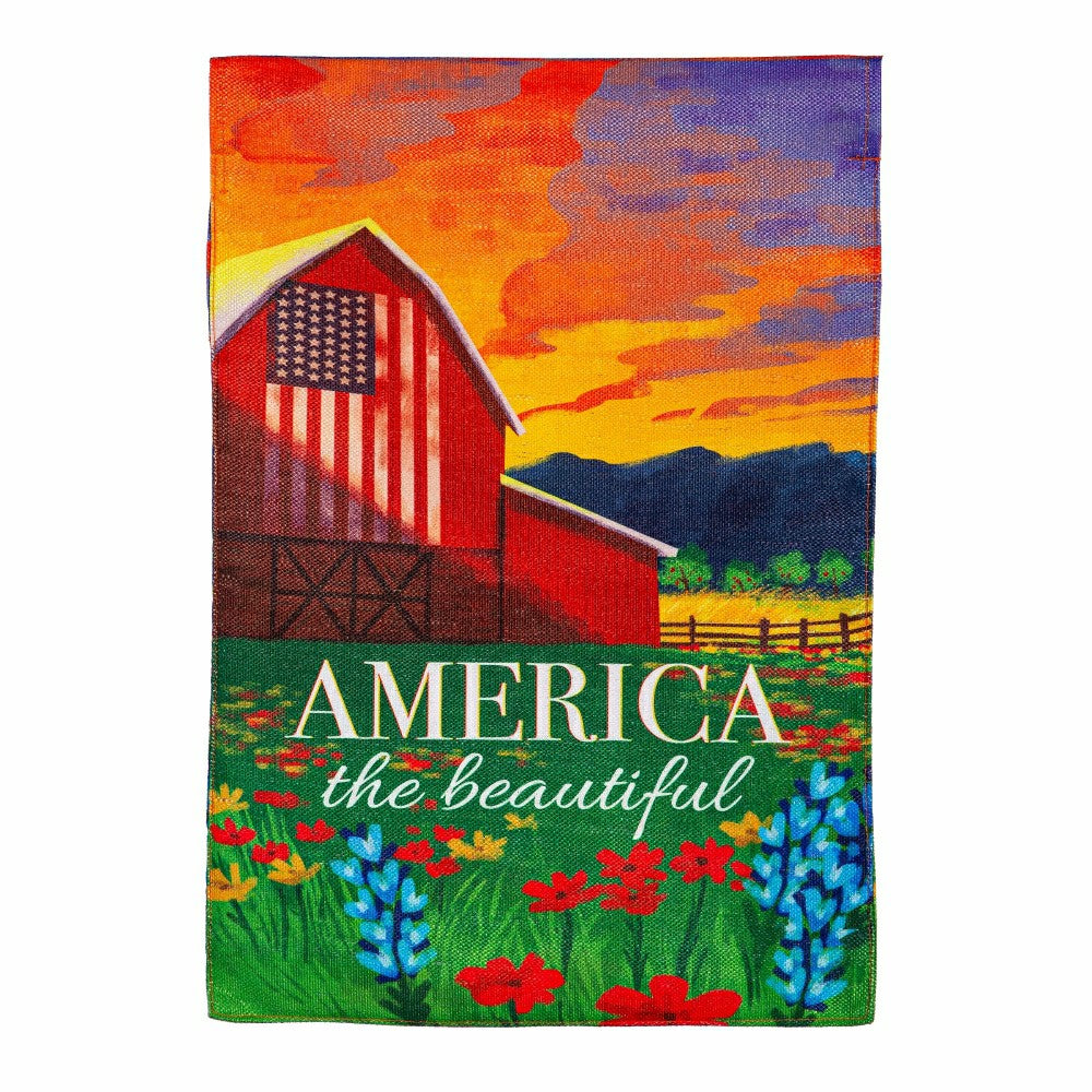 America The Beautiful Burlap Garden Flag | Plow & Hearth
