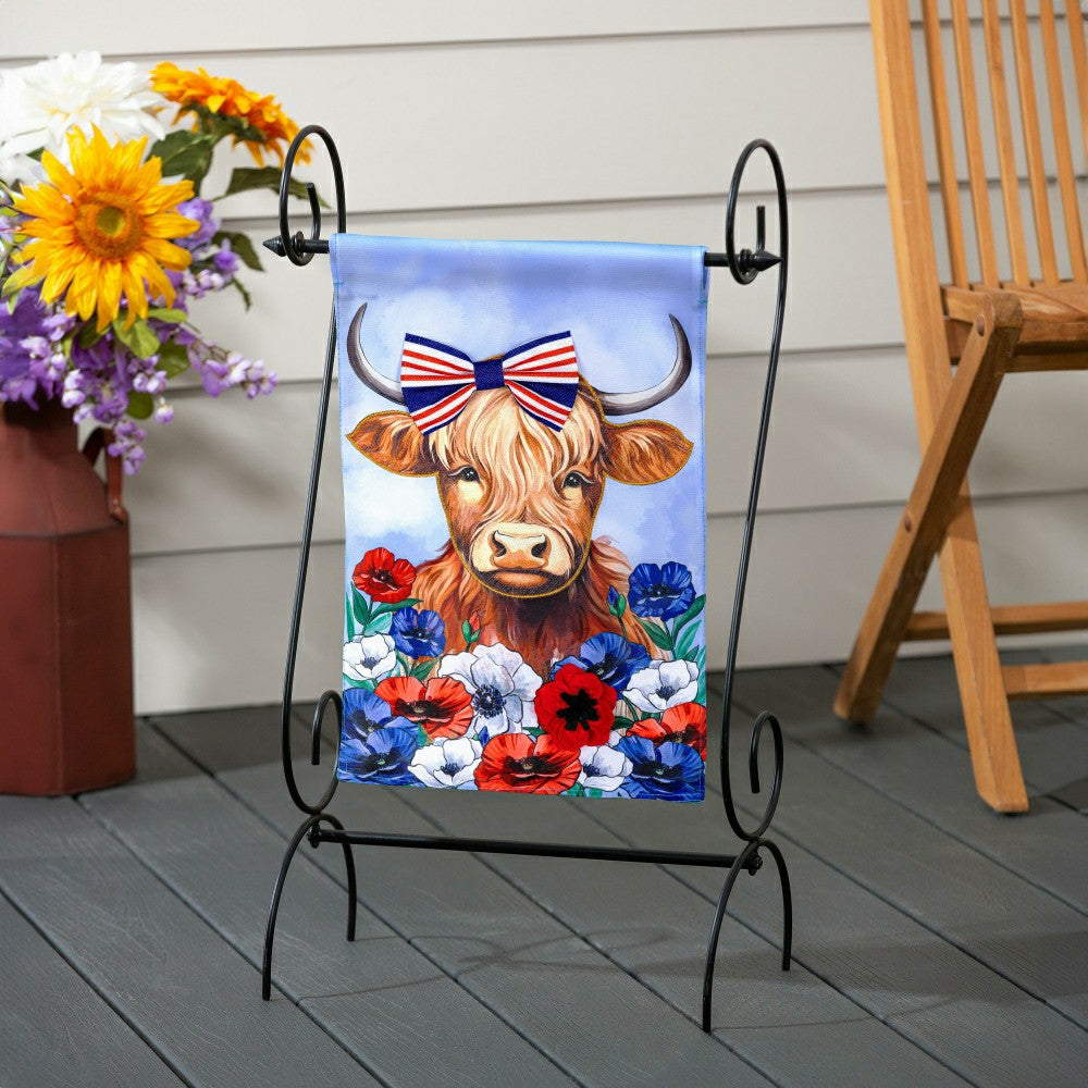 Patriotic Highland Cow Applique Garden Flag | Plow & Hearth