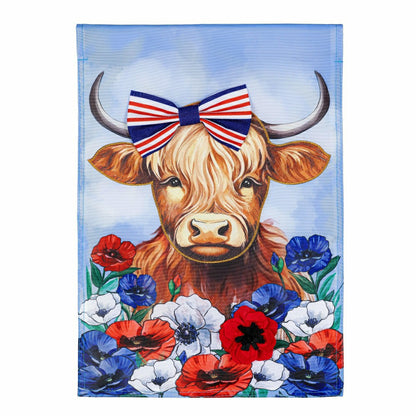 Patriotic Highland Cow Applique Garden Flag | Plow & Hearth
