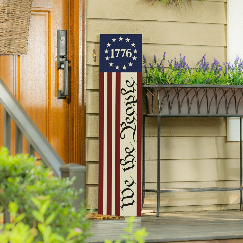 Red White & Bloom Porch Leaner, We The People, 46"H | Plow & Hearth
