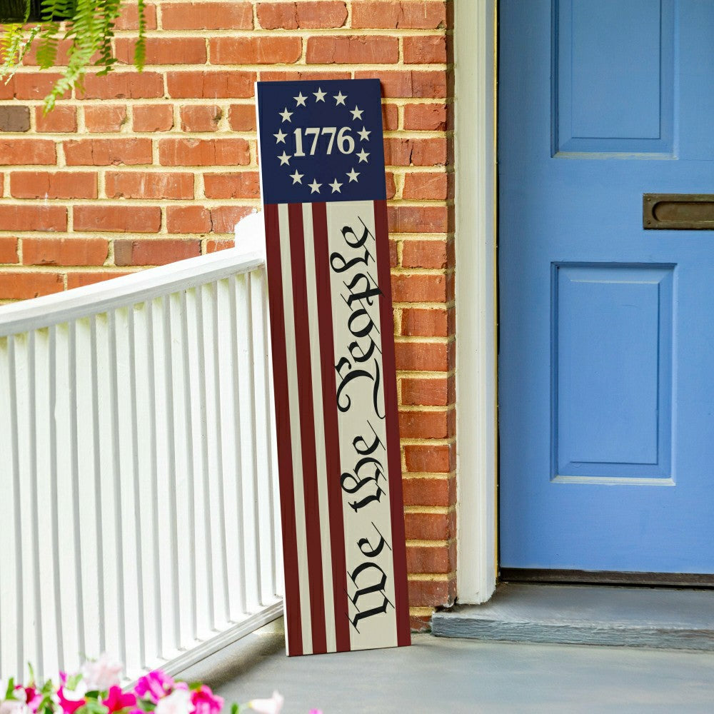 Red White & Bloom Porch Leaner, We The People, 46"H | Plow & Hearth