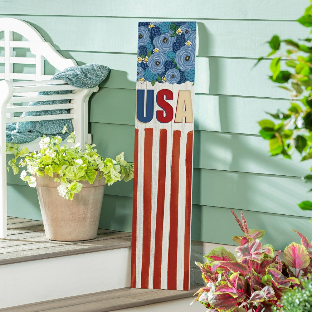 American Classic Garden Decor, Porch Leaner, Floral USA, 10.75" L x 46 | Plow & Hearth