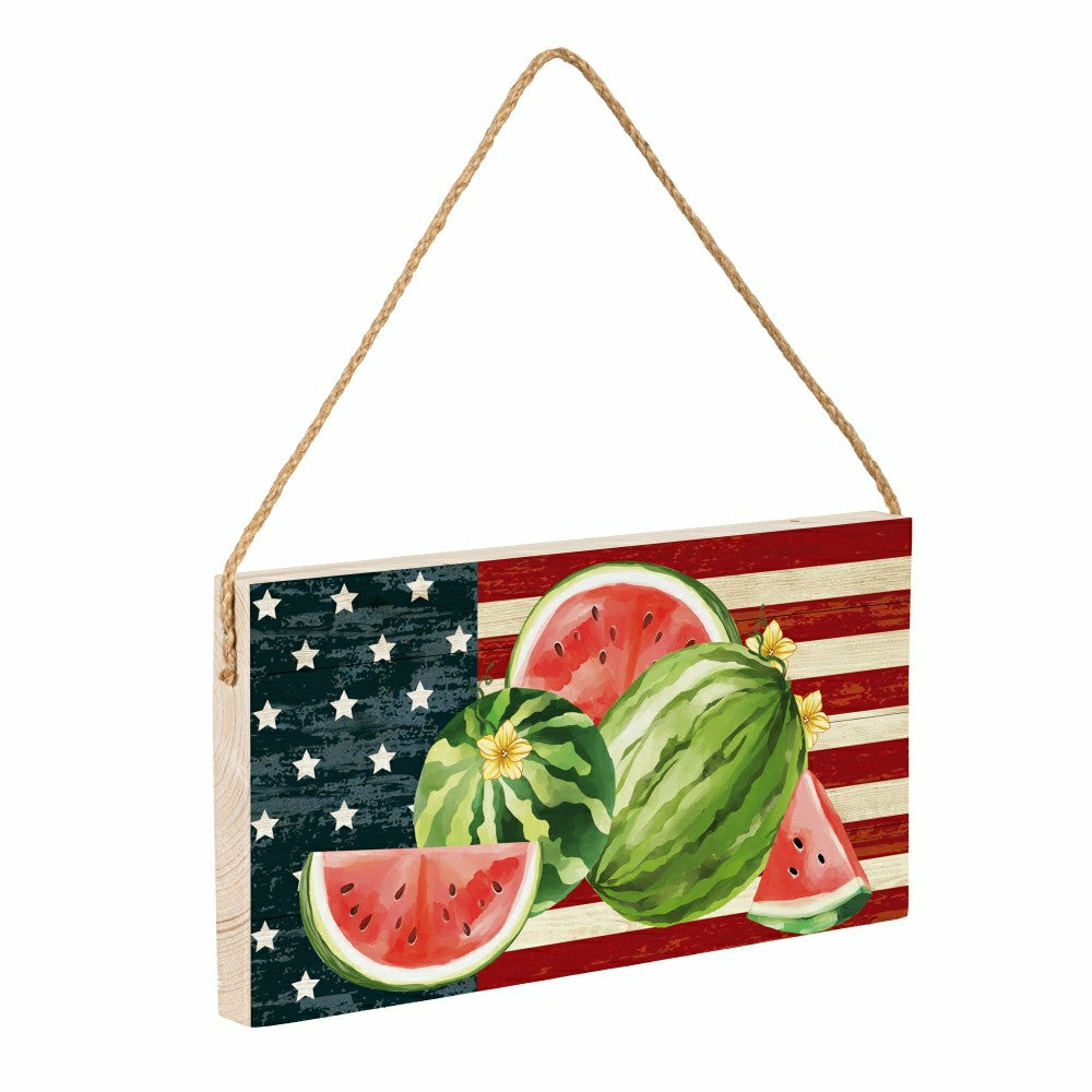 American Classic Garden Decor, Hanging Sign, Watermelon, 11" L x 6" H | Plow & Hearth