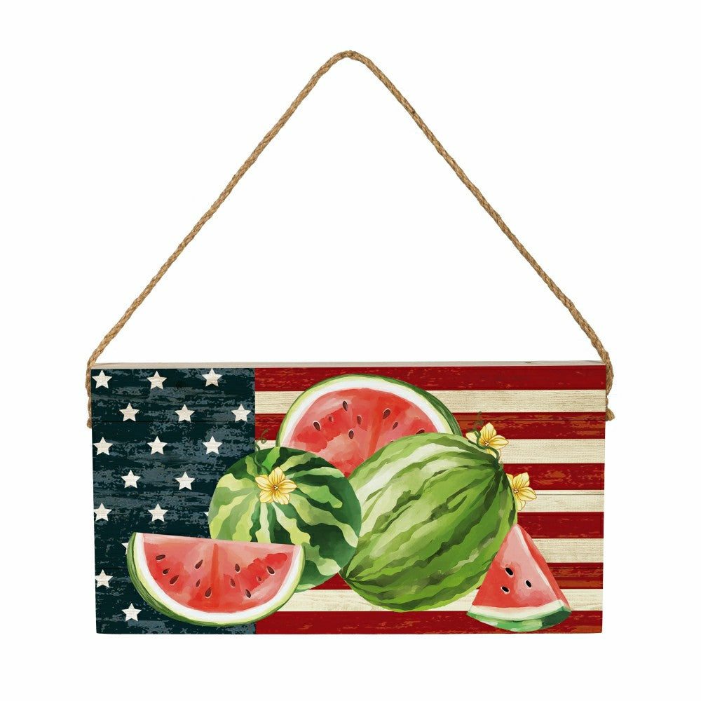 American Classic Garden Decor, Hanging Sign, Watermelon, 11" L x 6" H | Plow & Hearth