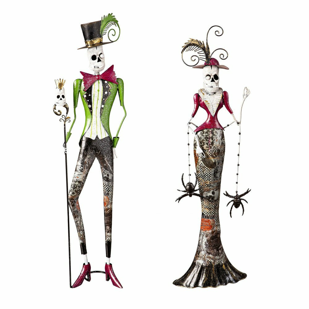 Metal Halloween Skeleton Statues, Set of 2 | Plow & Hearth