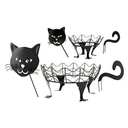 Set Of 2 Cat Pumpkin Holders With LED Eyes | Plow & Hearth