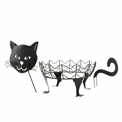 Set Of 2 Cat Pumpkin Holders With LED Eyes | Plow & Hearth