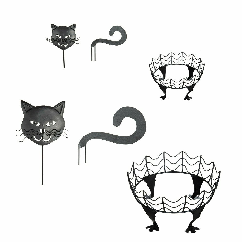 Set Of 2 Cat Pumpkin Holders With LED Eyes | Plow & Hearth