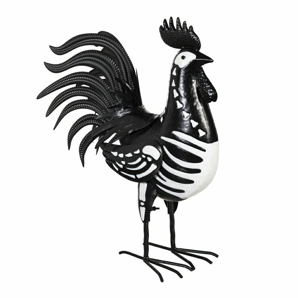 Halloween Metal Rooster Skeleton Garden Statue | Plow & Hearth