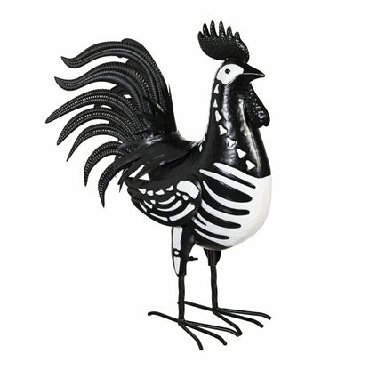 Halloween Metal Rooster Skeleton Garden Statue | Plow & Hearth