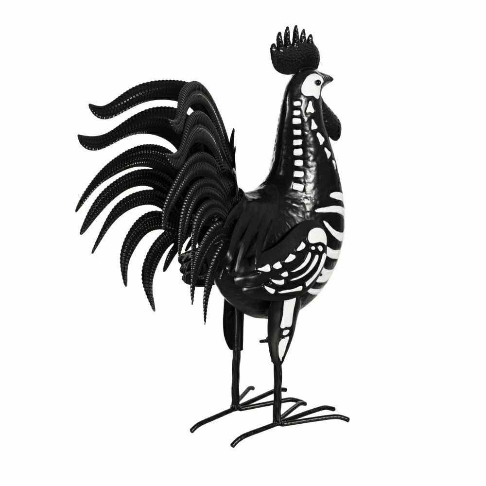 Halloween Metal Rooster Skeleton Garden Statue | Plow & Hearth