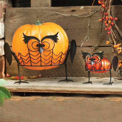 Set Of 2 Owl Pumpkin Holders | Plow & Hearth