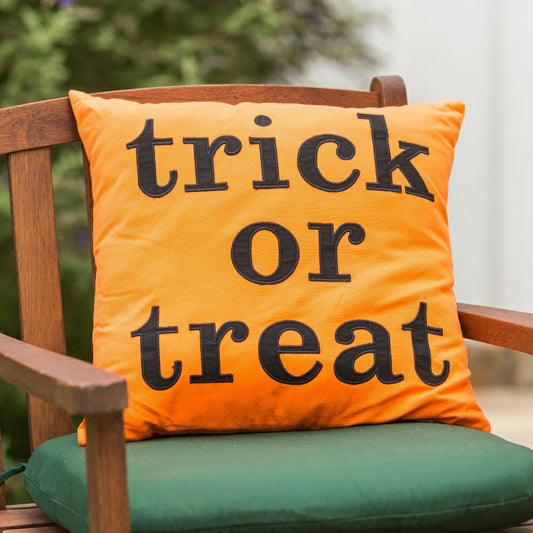 Indoor/Outdoor Halloween Trick or Treat Cotton Throw Pillow | Plow & Hearth