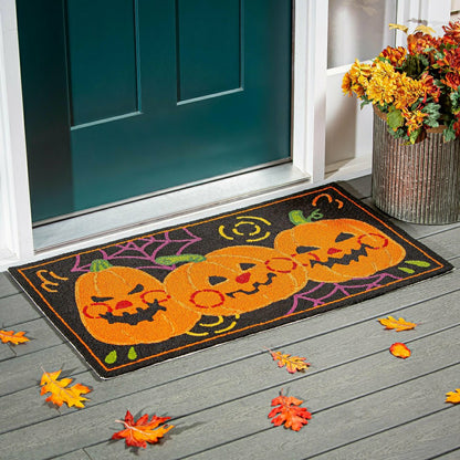 Indoor/Outdoor Jack O'Lantern Pumpkin Hooked Polypropylene Accent Rug  | Plow & Hearth