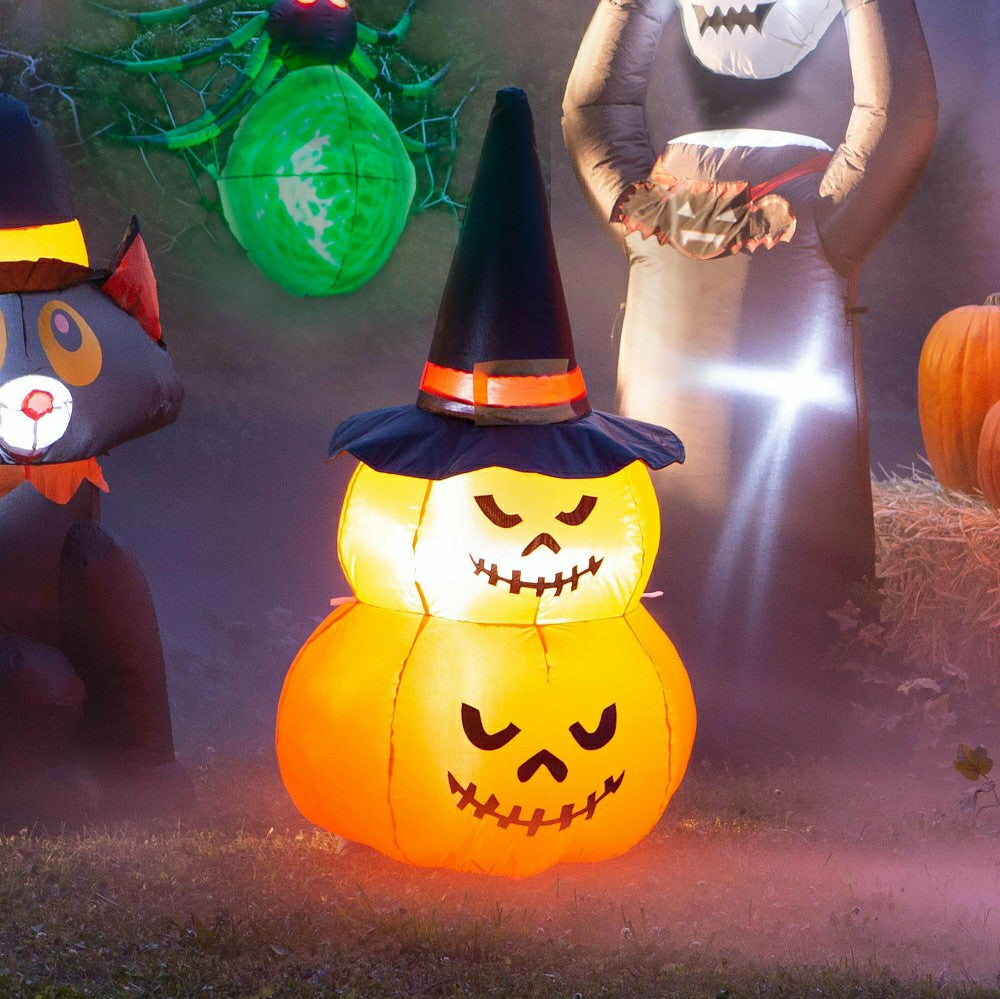 Lighted Stacked Jack-O-Lanterns Halloween Inflatable | Plow & Hearth