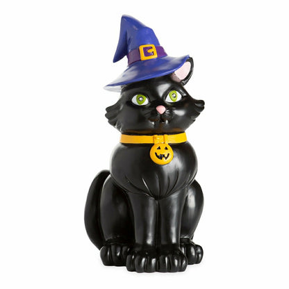 Indoor/Outdoor Lighted Black Cat Shorty Halloween Statue | Plow & Hearth