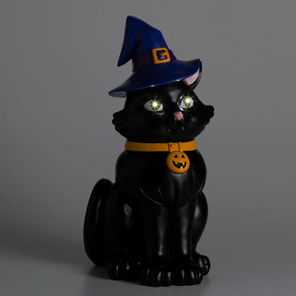 Indoor/Outdoor Lighted Black Cat Shorty Halloween Statue | Plow & Hearth