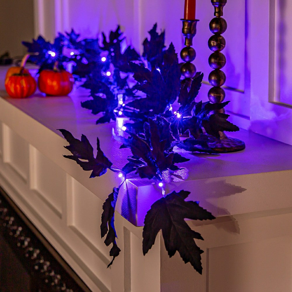 Halloween Maple LED Color Changing Garland, 72"L | Plow & Hearth